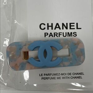 CHANEL perfume Blue and Pink Logo Hair Clip new